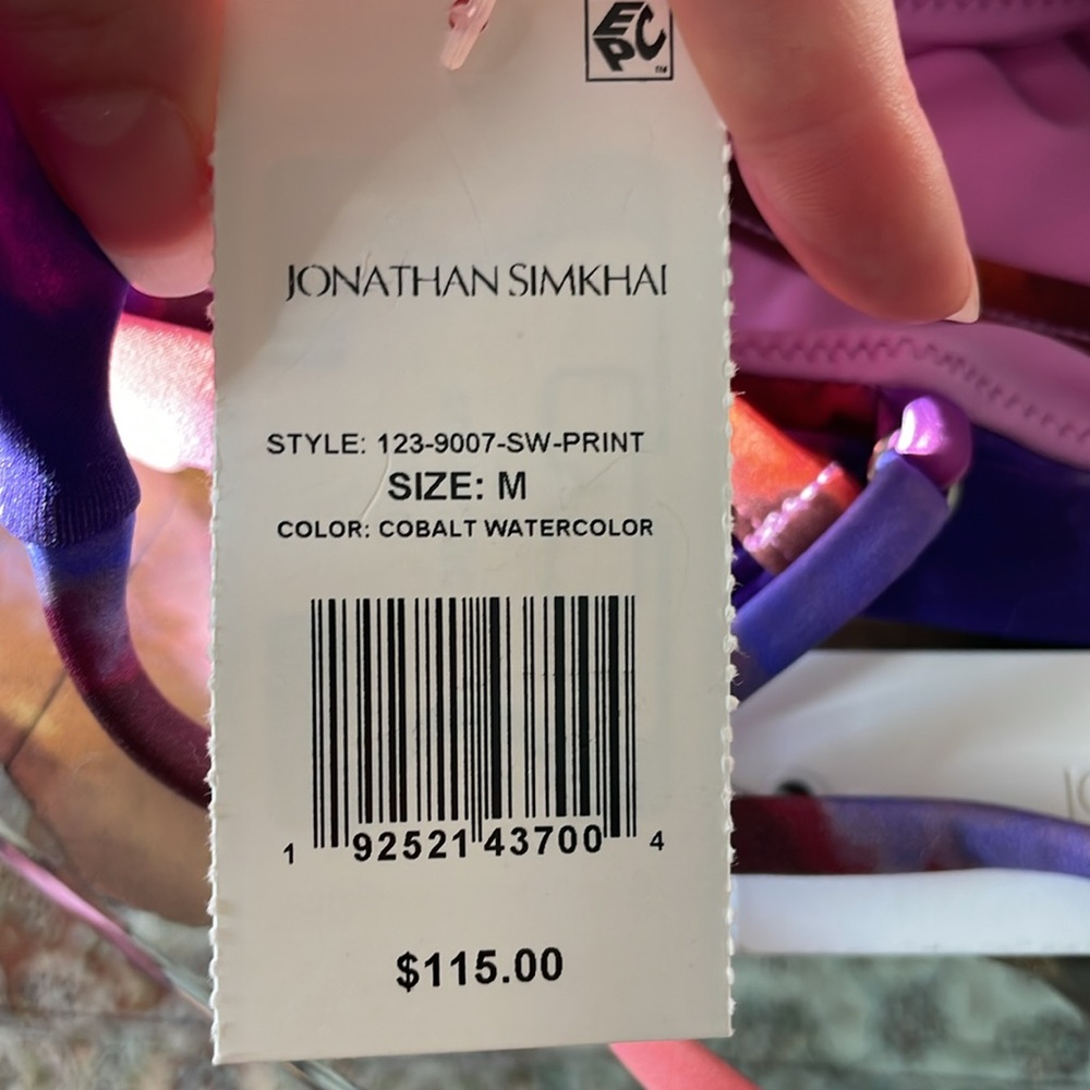 NWT Medium Set Jonathan Simkhai Emmalynn Bikini Cobalt Watercolor $230 - Picture 11 of 11